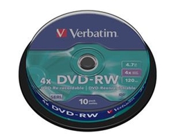 DVD Verbatim DVD-RW 4,7GB, cake box, 4x
