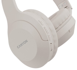 Sluchátka CANYON BTHS-3, USB-C, BT V5.1, béžová