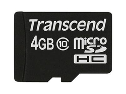 Micro SDHC karta Transcend 4GB - class 10, bez ada