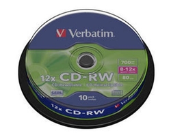 CD-RW Verbatim 700MB, 8-12x spindl/10pack