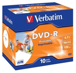DVD Verbatim DVD-R 4.7GB Printable, Jewel