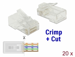 Konektor RJ45 UTP Cat5e krimpovací+zářezový samec