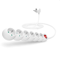 Prodlužovací přívod 230V, 3m, 6 zásuv.,vyp.bílá CO